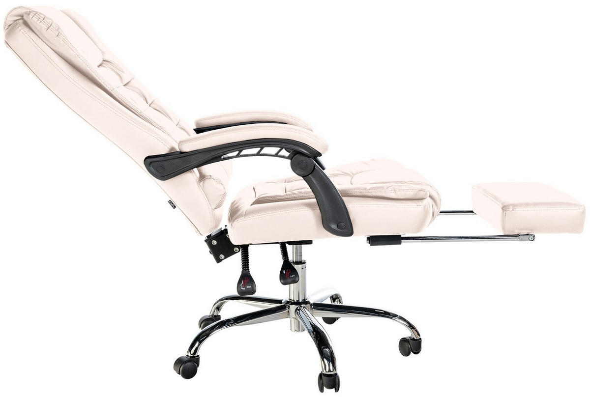 CHEFSESSEL Lederlook creme - Chromfarben/Creme, Textil/Metall (67/115/68cm) - CLP