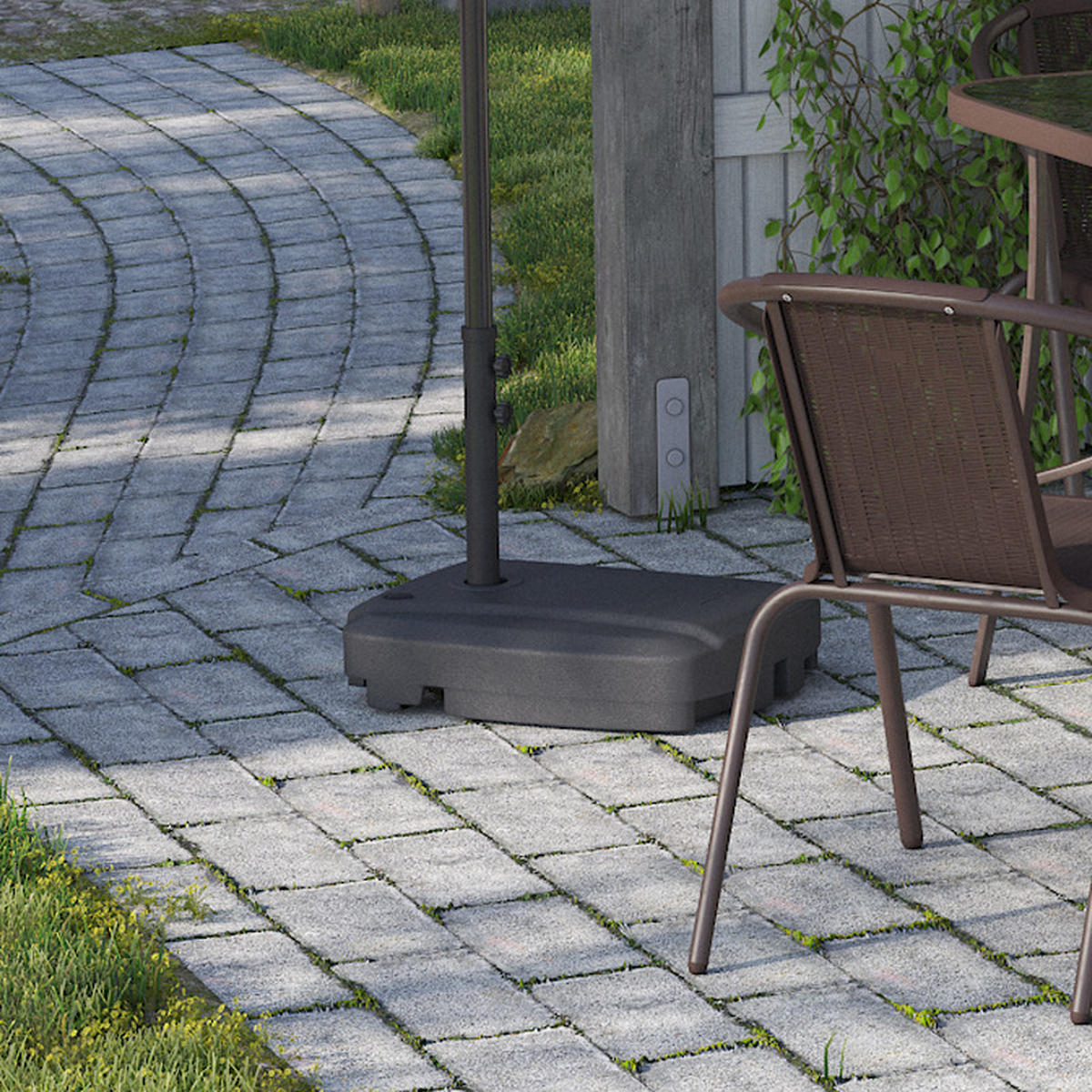 SONNENSCHIRMSTÄNDER Sonnenschirmfuß aus HDPE mit Rollen in Schwarz quadratisch wetterfest und standfest 80x60x15cm befüllt bis zu 60 L - Schwarz, Kunststoff (60/80cm) - Livingandhome