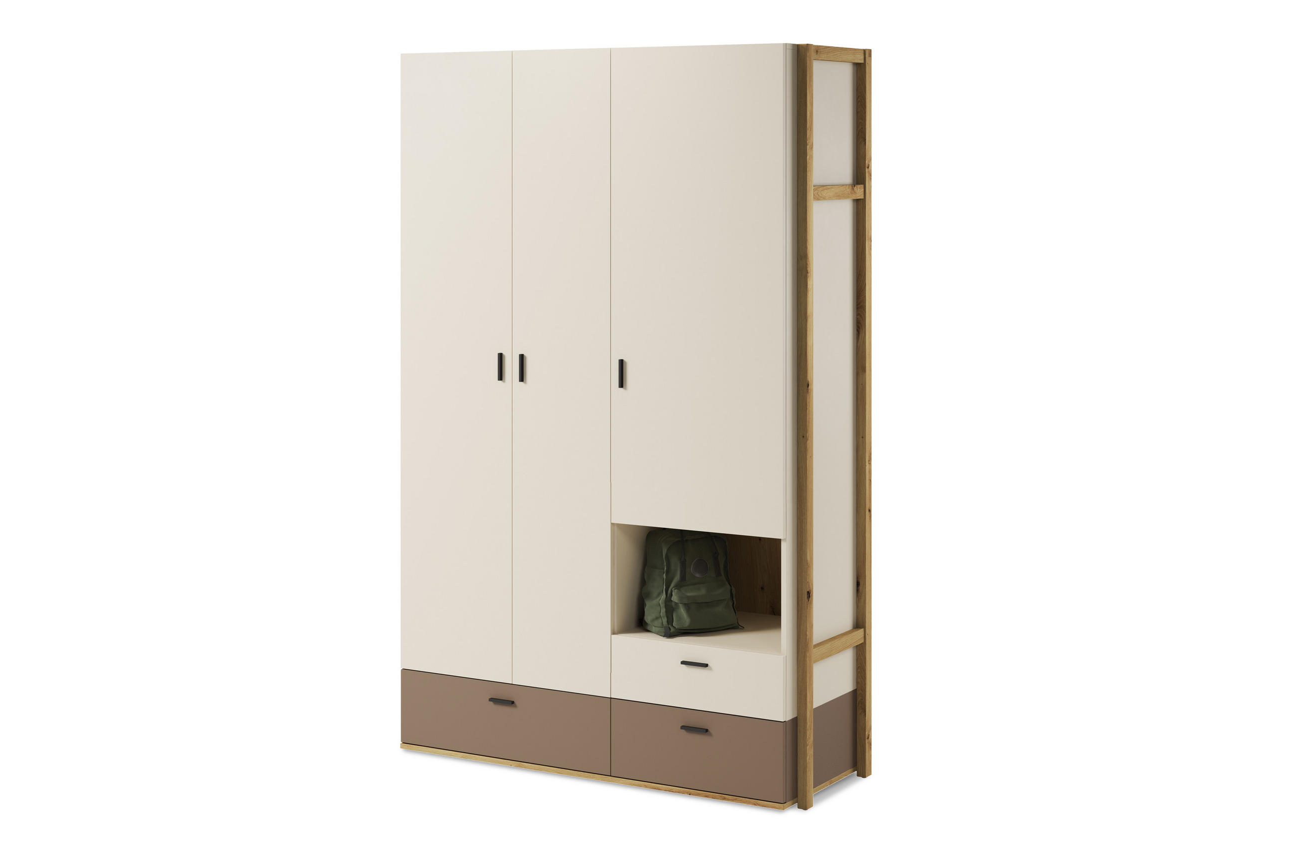 KINDERKLEIDERSCHRANK TRIDA mit Holzelementen, braun/artisan eiche - Braun/Eiche Artisan, Holz (135/210/51cm) - KONSIMO®