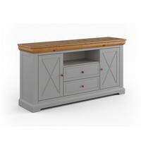 KOMMODE Marone Elite Grau / Kiefer Natur 166 / 41 / 85cm - Grau/Kieferfarben, Holz (166/85/41cm) - Feldmann-Wohnen