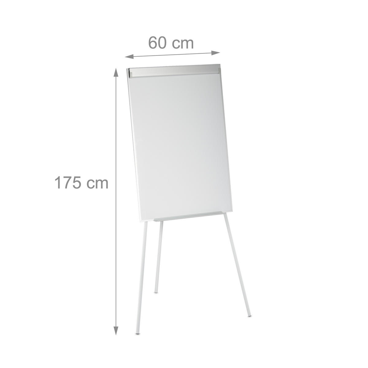 FLIPCHART Whiteboard - Weiß, Metall (80/175/75cm) - Relaxdays