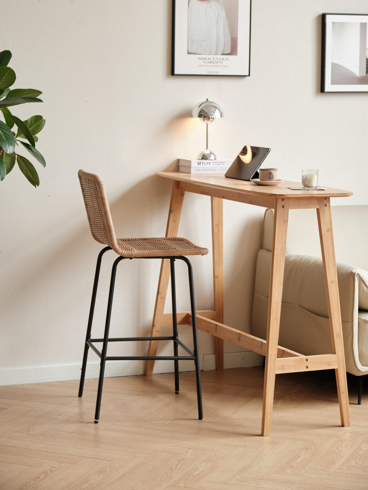 BARHOCKER 2er-Set Fasern Braun - Braun, Holz (47.5/103/47cm) - Nordlys