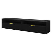 TV-LOWBOARD Queen 175 - Goldfarben/Schwarz, Holzwerkstoff/Metall (175/35/33cm) - MIRJAN24