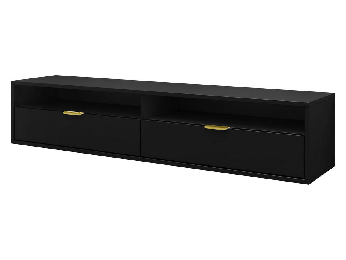 TV-LOWBOARD Queen 175 - Goldfarben/Schwarz, Holzwerkstoff/Metall (175/35/33cm) - MIRJAN24
