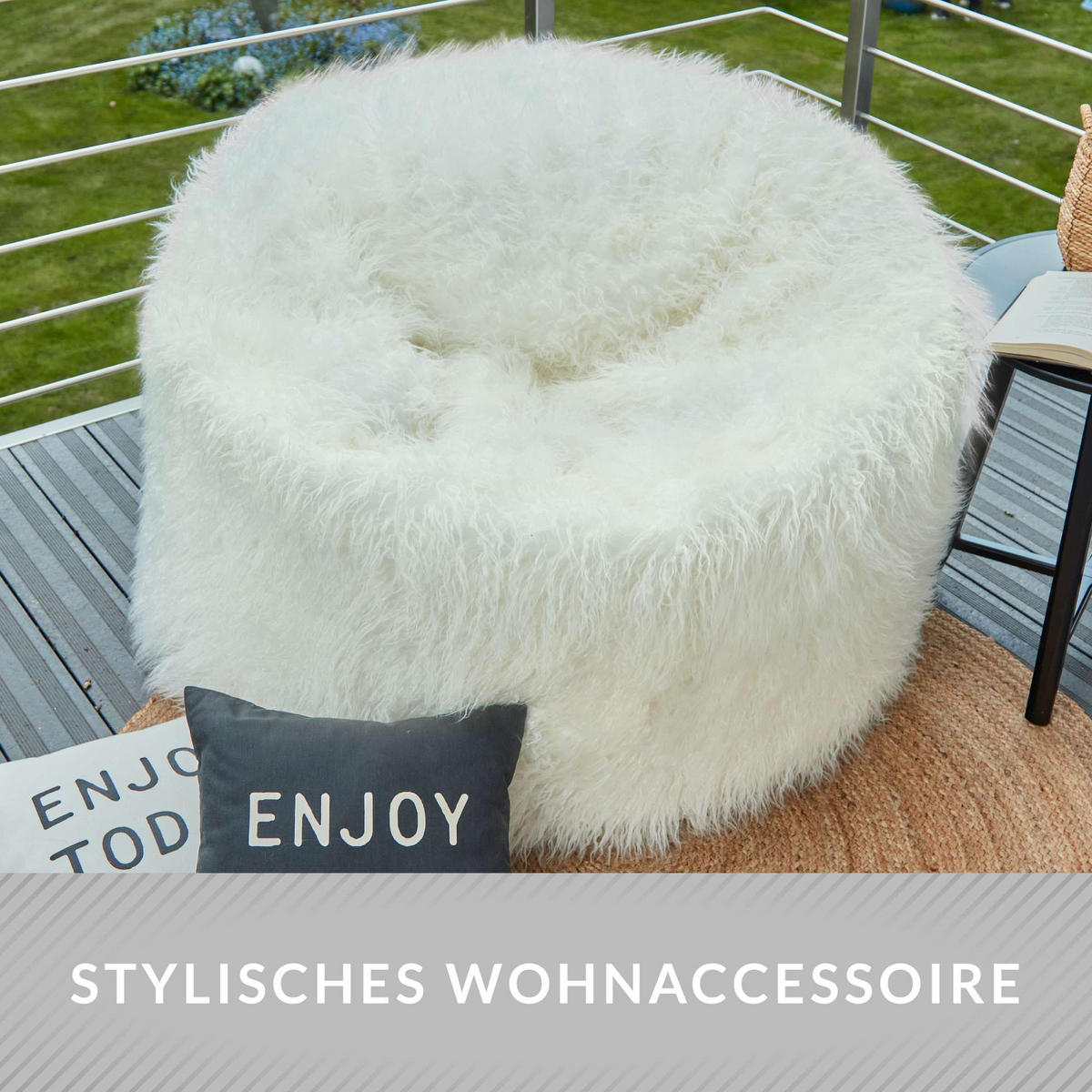 FELL SITZSACK-Hocker Pouf XXL 100x55cm - Beige, Textil (100/55/55cm) - Green Bean