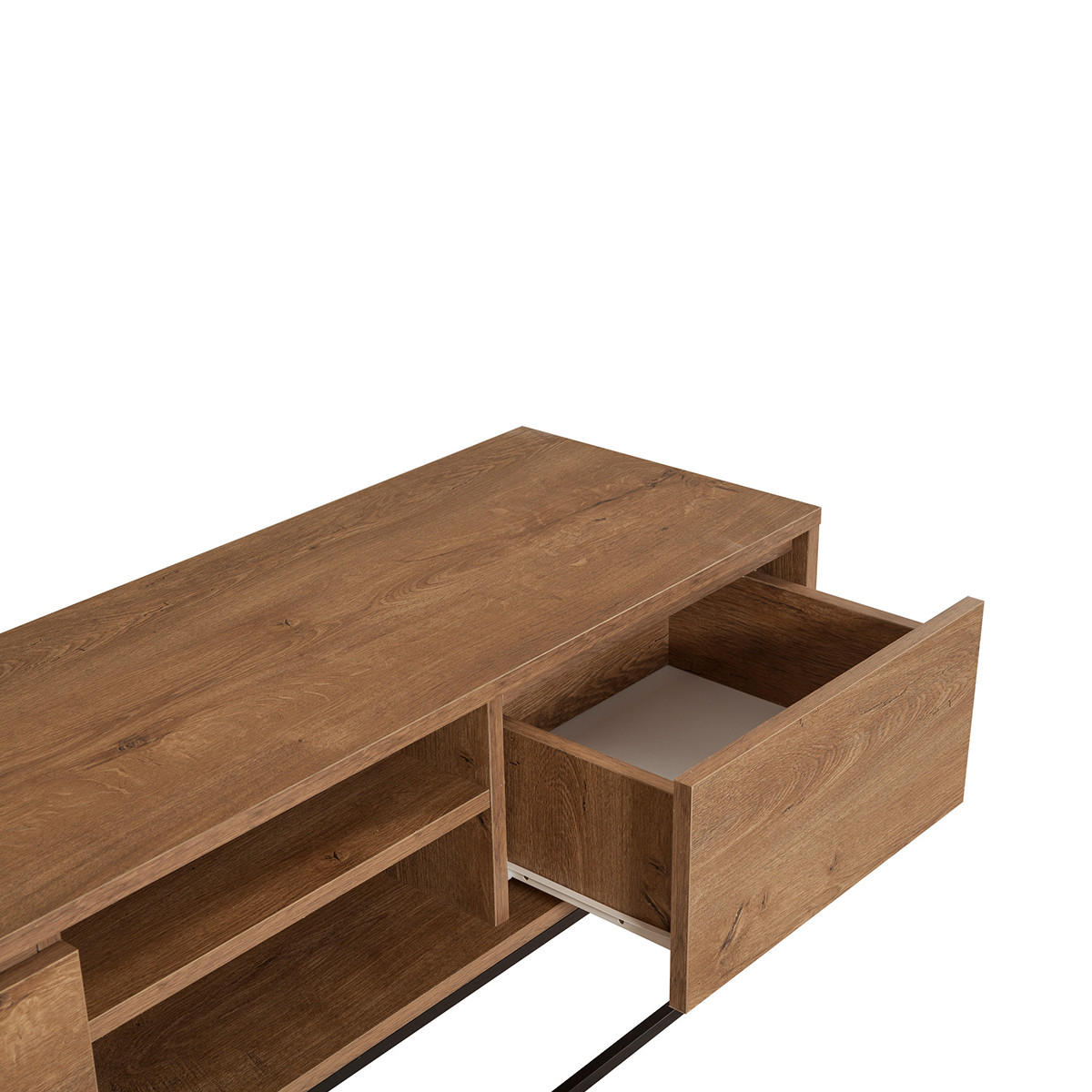 TV-MÖBEL mit 2 Fächern und 2 Schubladen, Nussbaum-Dekor, Länge 140 cm - Rodez - Nussbaumfarben, Holzwerkstoff (40/50/140cm) - Calicosy