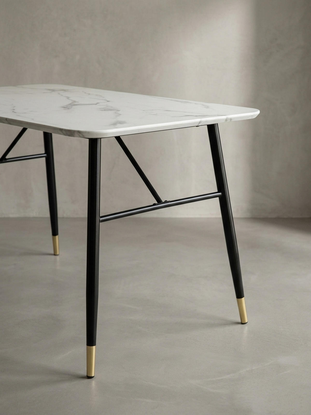 ESSTISCH Marmoroptik Metall Rechteckig Modern Klein, Weiß 140x80x76 cm - Goldfarben/Weiß, Holzwerkstoff/Metall (80/140/76cm) - KADIMA DESIGN