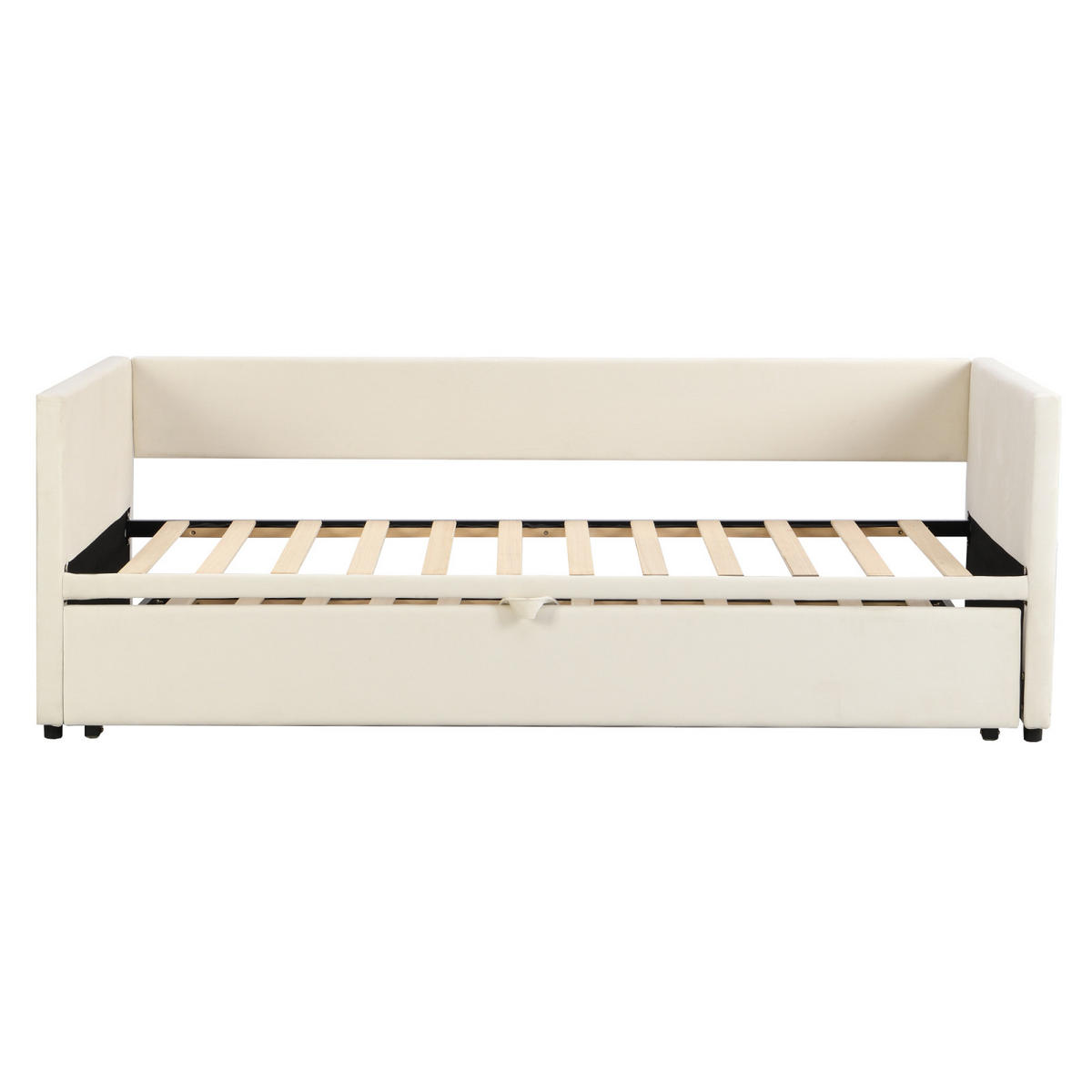 POLSTERBETT Tagesbett 90/200 cm ausziehbar auf 180/200 cm Samtoptik Beige - Beige, Textil (180/200cm) - Creahappy