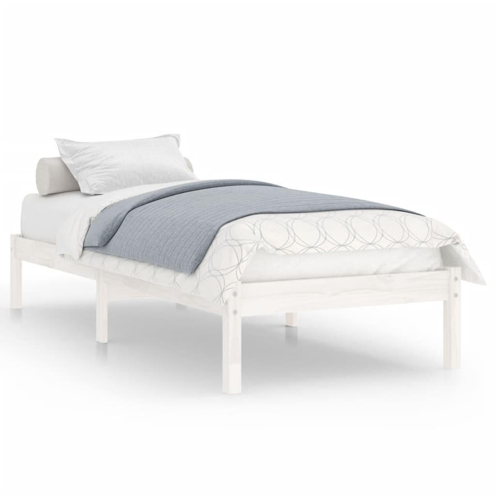 MASSIVHOLZBETT Weiss Kiefer 90/200 Cm - Weiß, Leder (90/200cm) - vidaXL