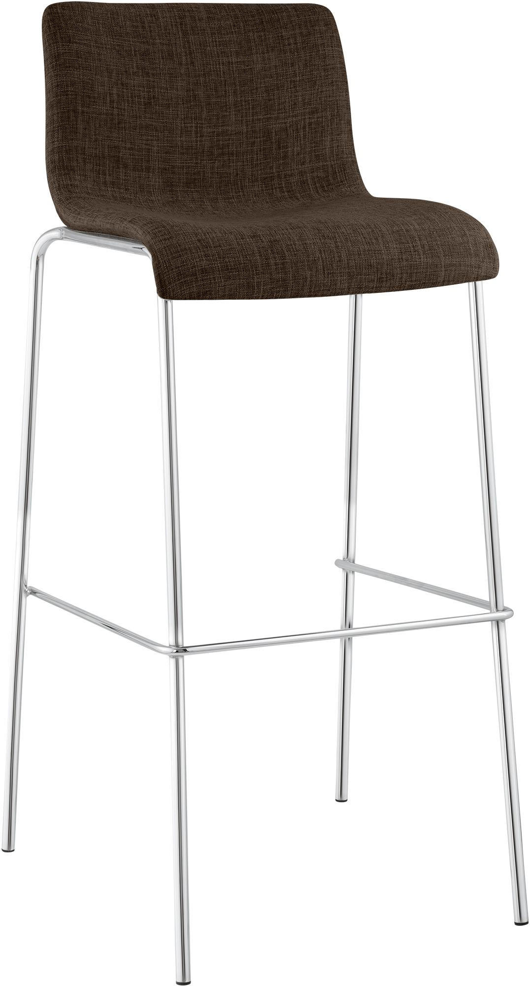 BARHOCKER Stoff Braun - Chromfarben/Braun, Textil/Metall (43/100/48cm) - CLP