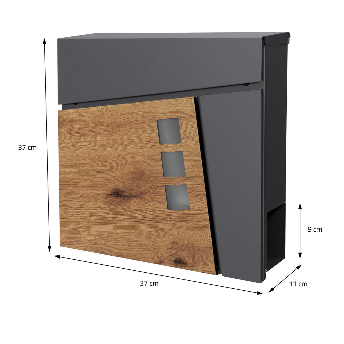 BRIEFKASTEN Anthrazit-Holzoptik mit bepflanzbarem Ständer - Anthrazit, Metall (120cm) - ML-DESIGN