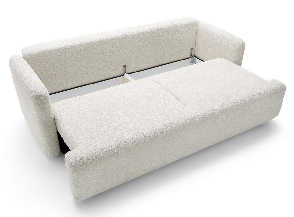 SCHLAFSOFA Lambina Cremeweiß Boucle - Creme/Schwarz, Kunststoff/Textil (227/92/104cm) - Selsey