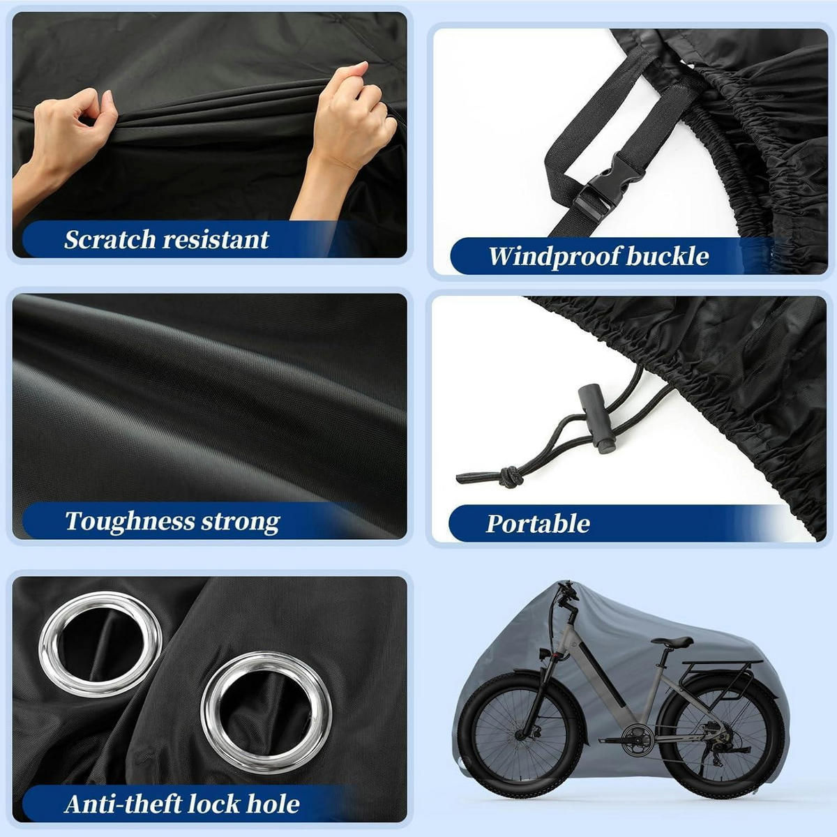 FAHRRADABDECKUNG 210D Oxford Wasserdicht 208 x 112 x 76 cm - Schwarz, Textil (3/20/10cm)