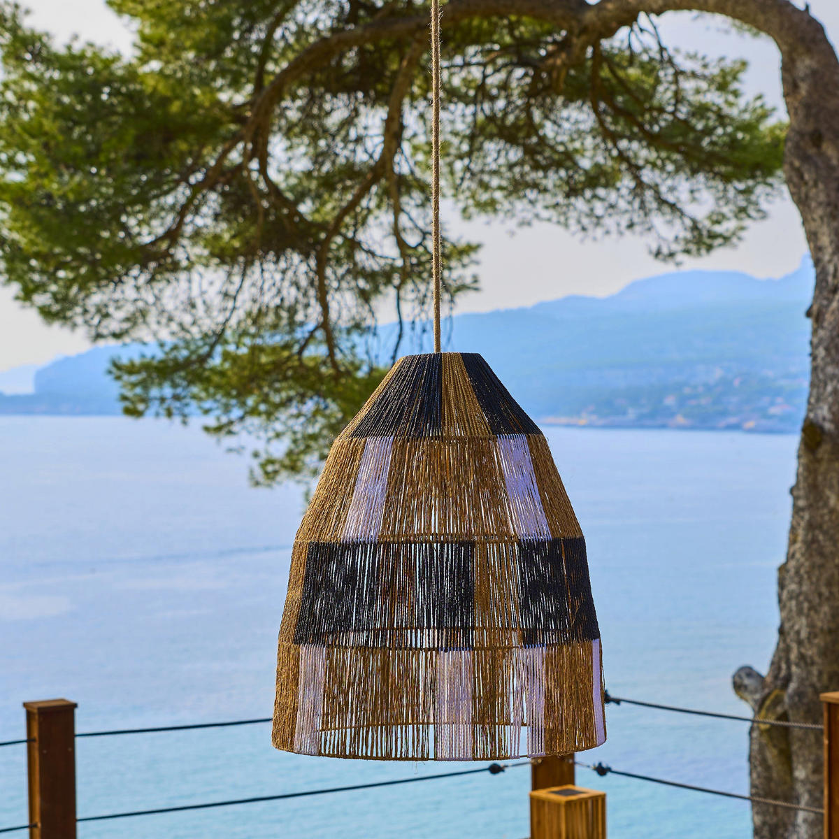 ZAHARA D50CM 5M netzbetriebene Pendelleuchte - Beige, Naturmaterialien (50/50/58cm) - Lumisky