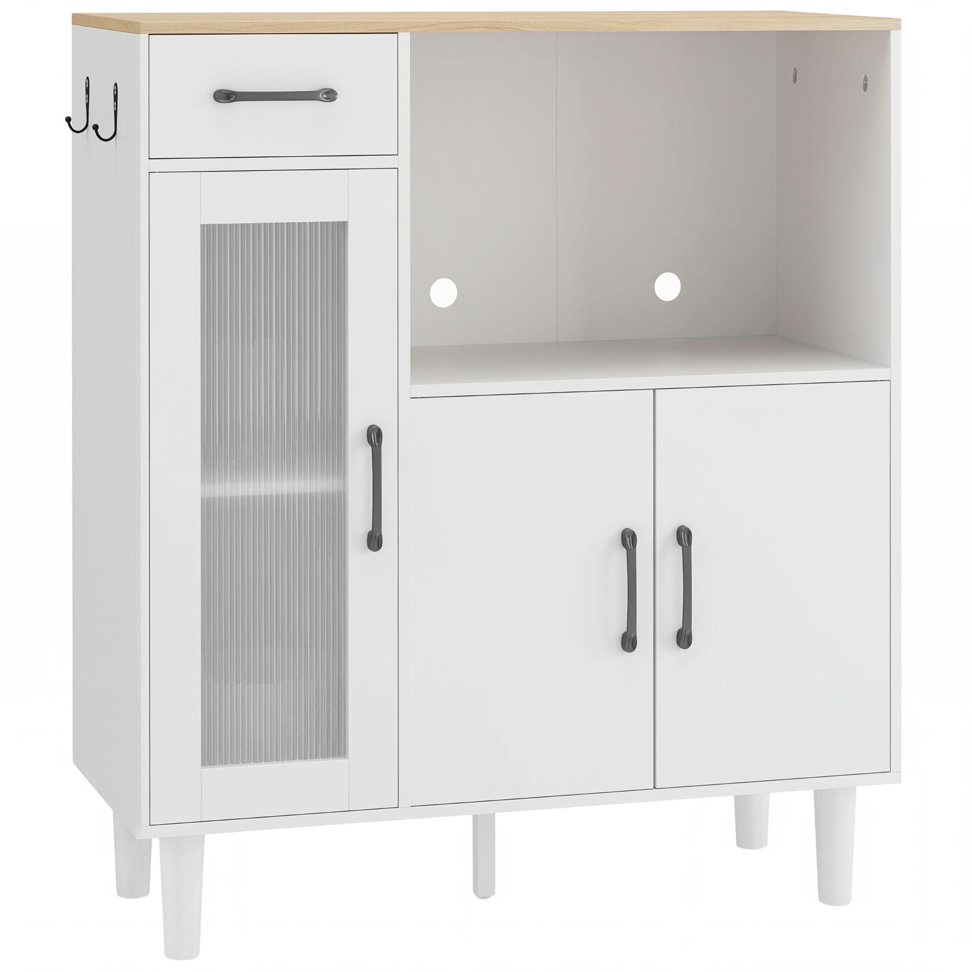 SIDEBOARD Spanplatte Acryl Weiß - Weiß, Holzwerkstoff (34/91/80cm) - HOMCOM