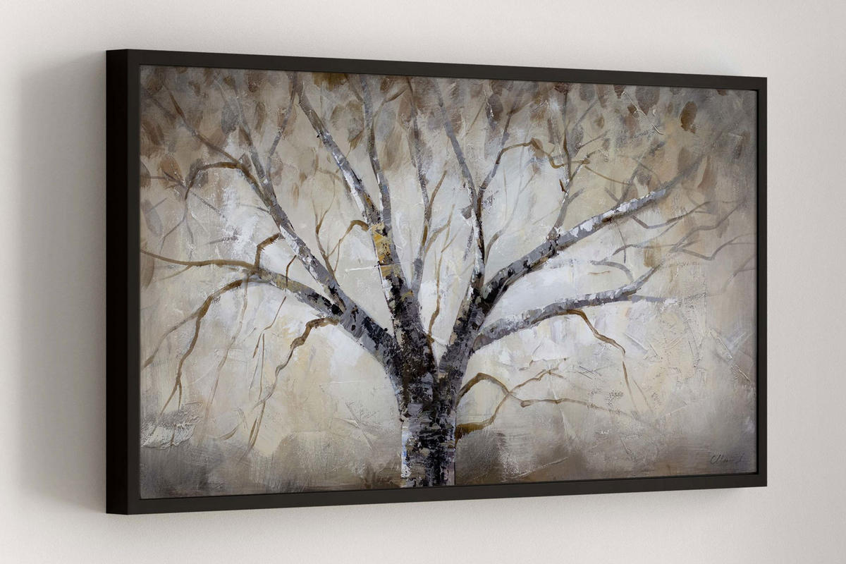 ACRYLBILD HANDGEMALT 120/60 cm - Weiß, Holz/Textil (120/60cm) - KUNSTLOFT