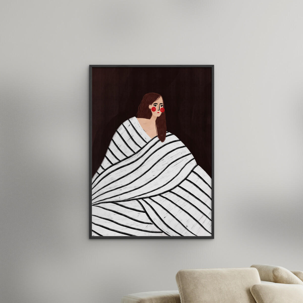 POSTER mit Rahmen Bea Muller - The Woman With Black and White Stripes - Multicolor/Schwarz, Holz/Papier (30/40cm) - Poster&Frame