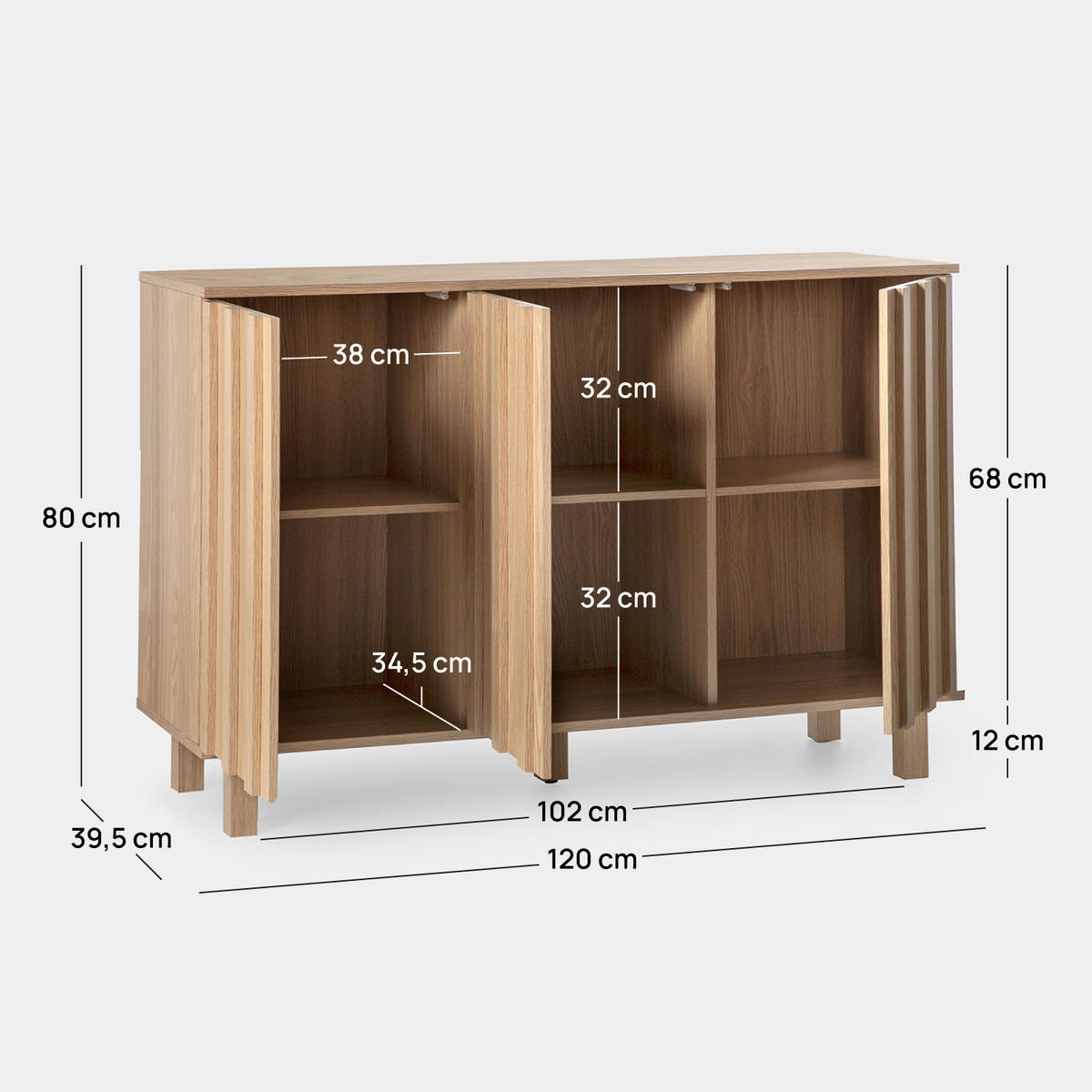 ANRICHTE NIEDRIGE Otto Natürlich 120 cm x 80 cm - Naturfarben, Holzwerkstoff (120/80/40cm) - Klast Home