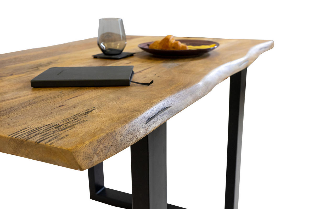 ESSTISCH TIGER - Beige/Schwarz, Holz/Metall (80/140/77cm) - SAM