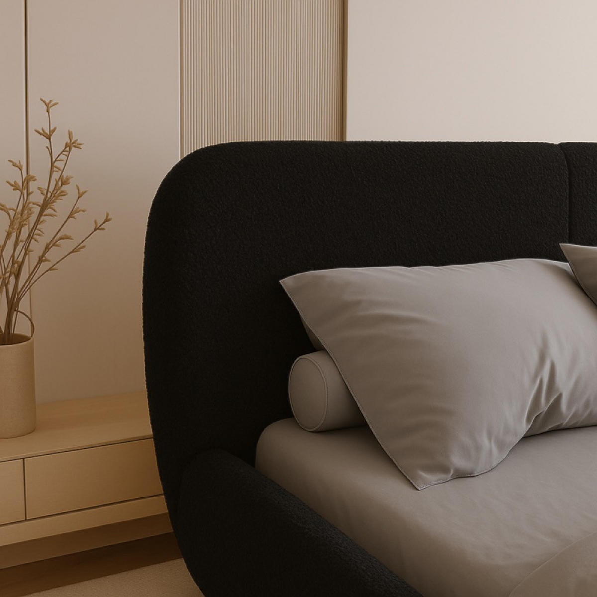 BETT Schwarz ELLE Gepolstert 180x200 cm - Schwarz, Kunststoff/Textil (180/200cm) - Sepro Meble