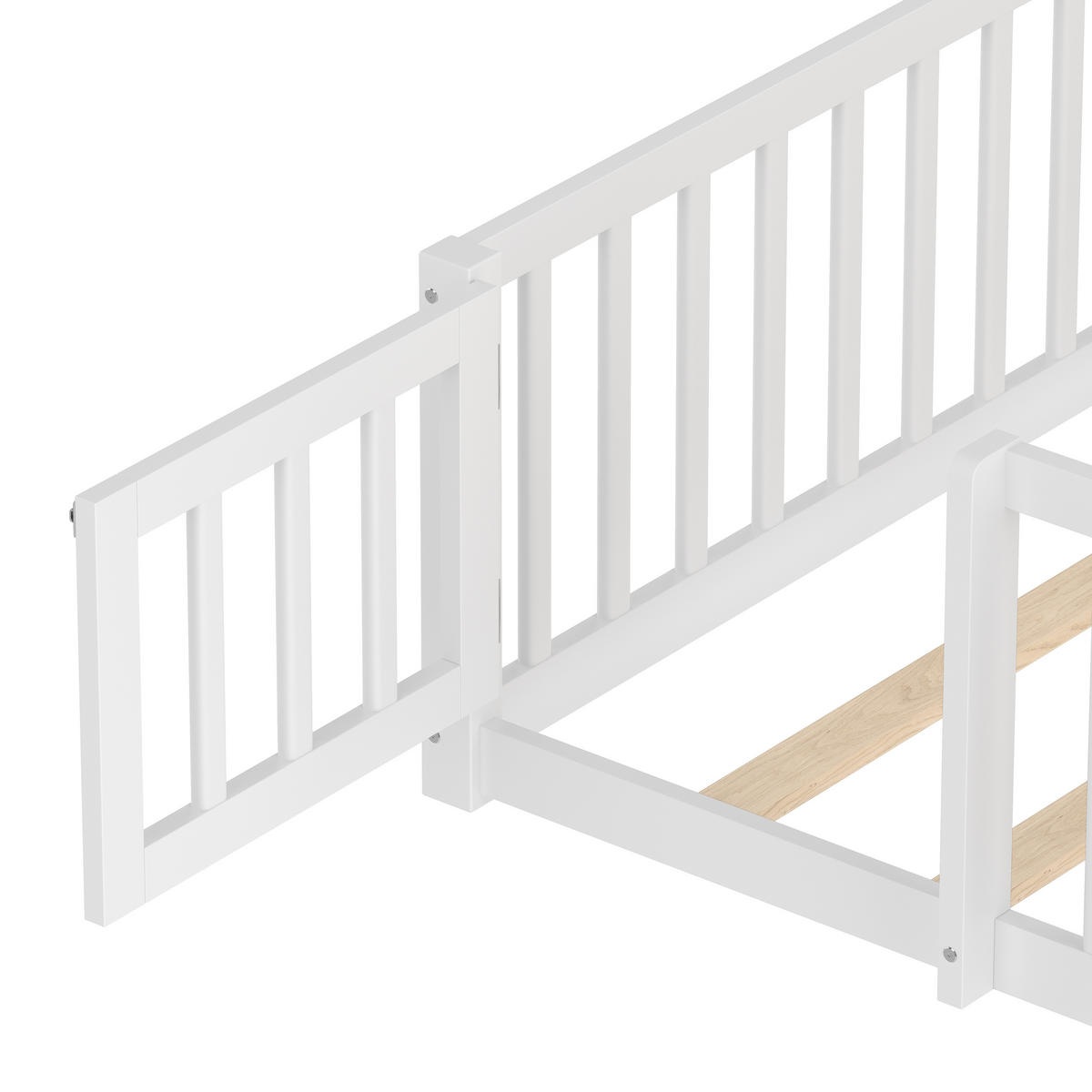 HAUSBETT 140/190 cm DE-03288, mit Geländer und Schloss, in Weiß - Weiß, Holz/Holzwerkstoff (140/190cm) - ComfortXL