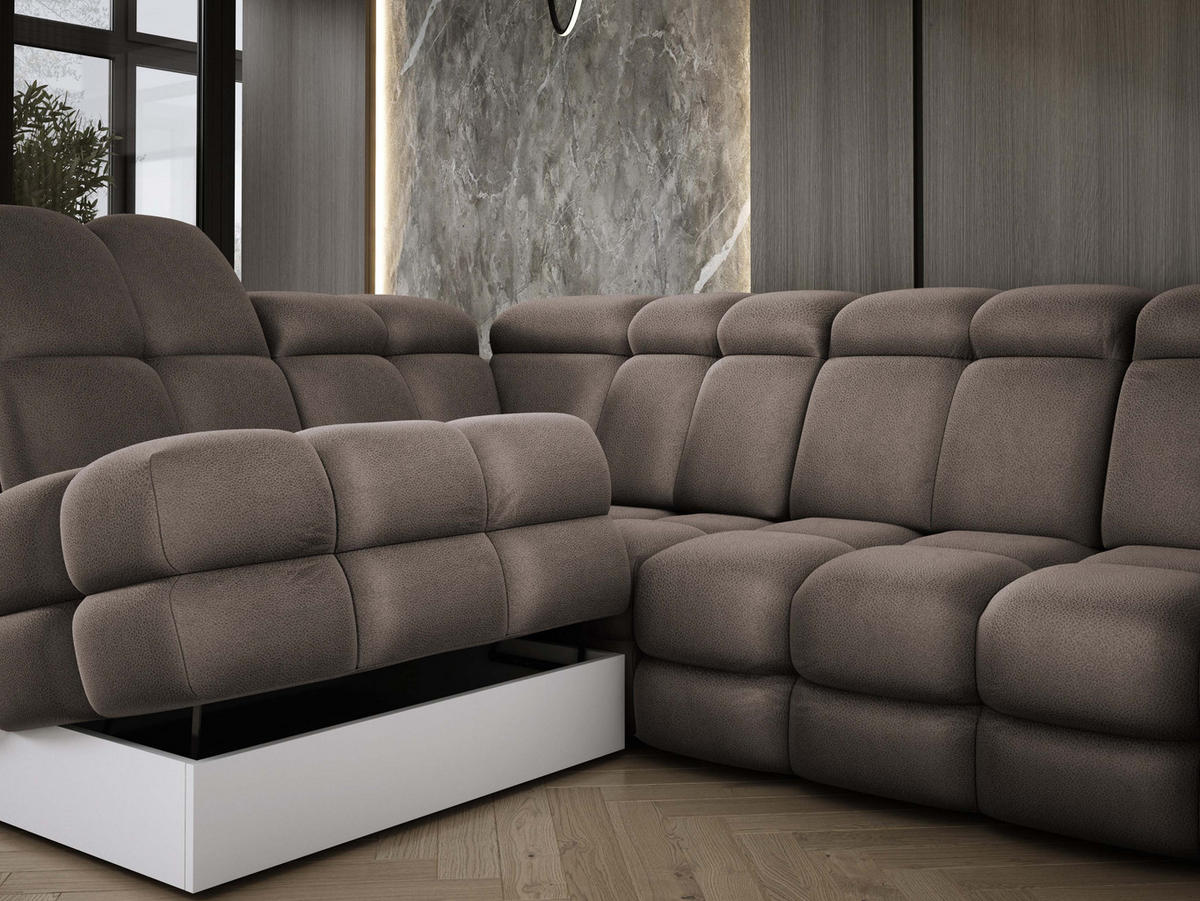 ECKSOFA TOLLO Solar-stoff L-form 302x217x105 cm schokolade - Bronzefarben, Holz/Textil (302/217cm) - DomoHome