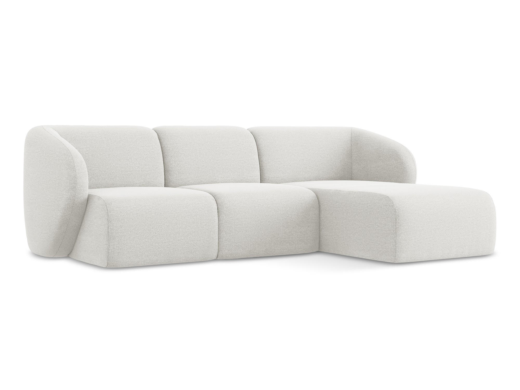 ECKSOFA Rechts Bouclé Stoff Weiß - Schwarz/Weiß, Holzwerkstoff/Kunststoff (248/166cm) - Makamii