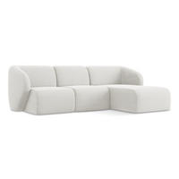ECKSOFA Rechts Bouclé Stoff Weiß - Schwarz/Weiß, Holzwerkstoff/Kunststoff (248/166cm) - Makamii