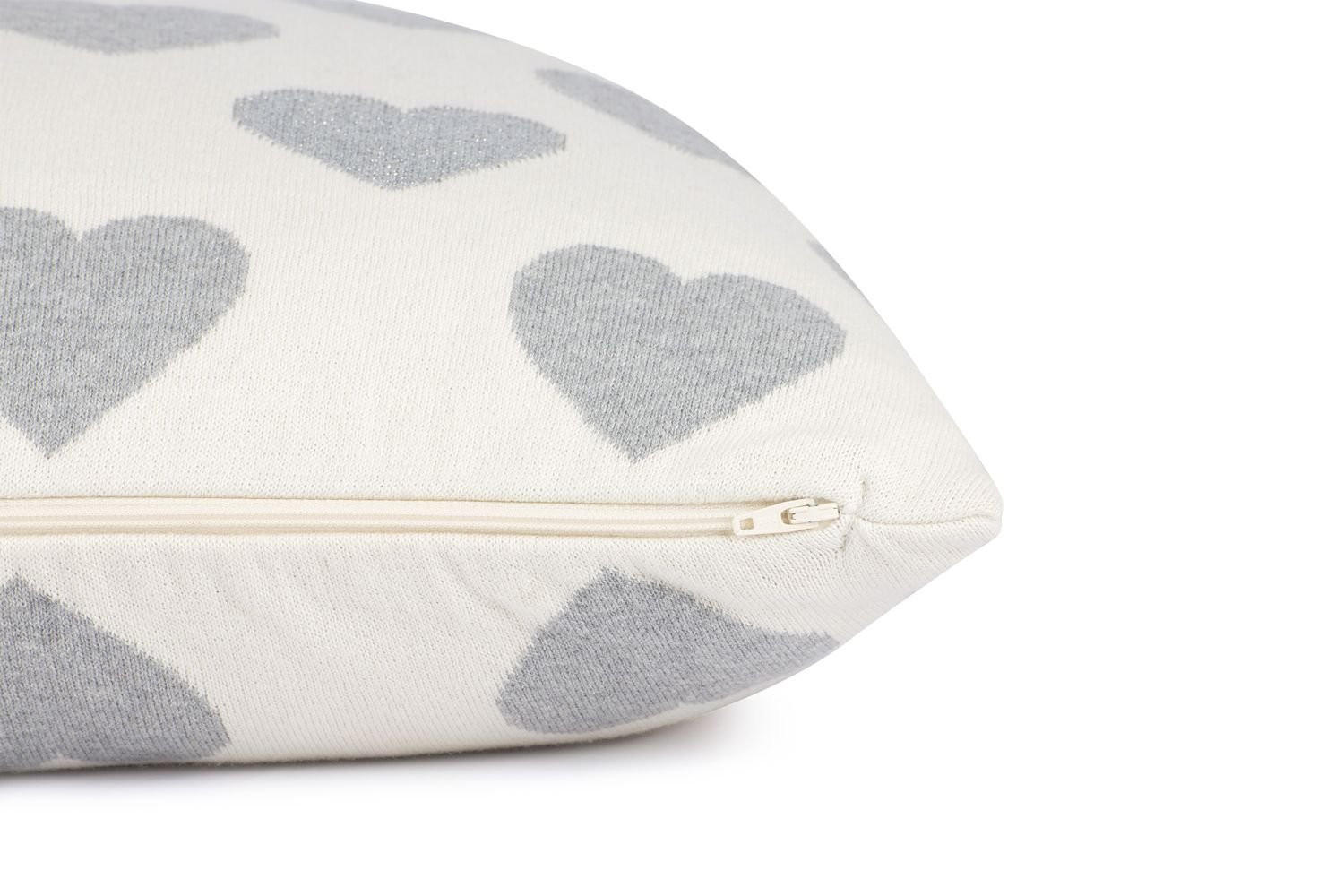 ZIERKISSENHÜLLE Hearts grau 45x45cm - Grau, Textil (45/45cm) - Tom Tailor