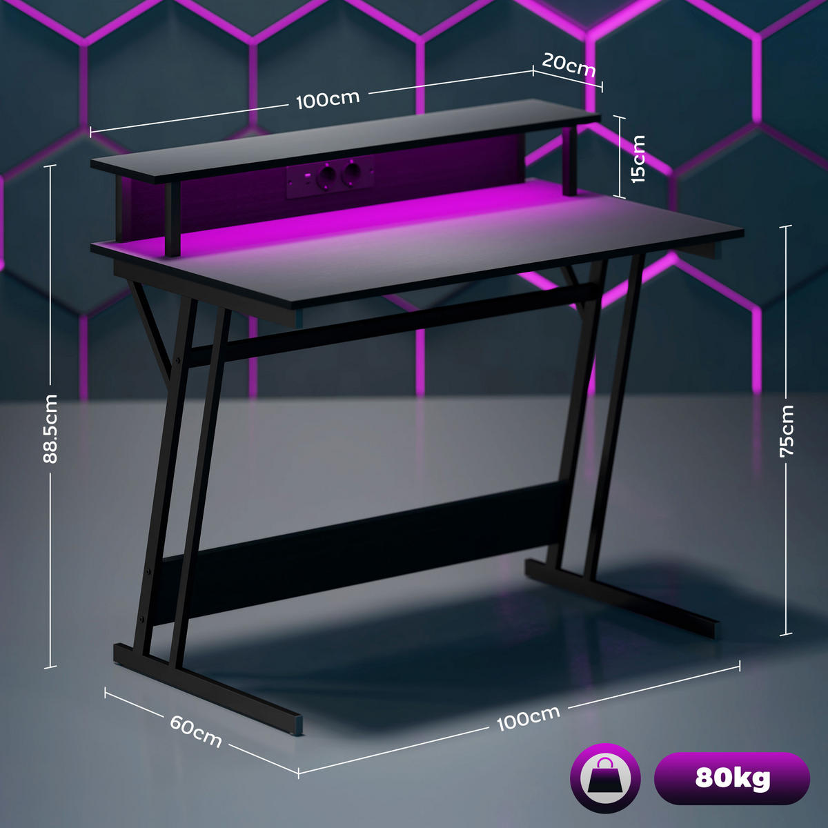 BÜROTISCH Schwarz 1 Stück - Schwarz, Holzwerkstoff (60/100/88.5cm) - GiPP