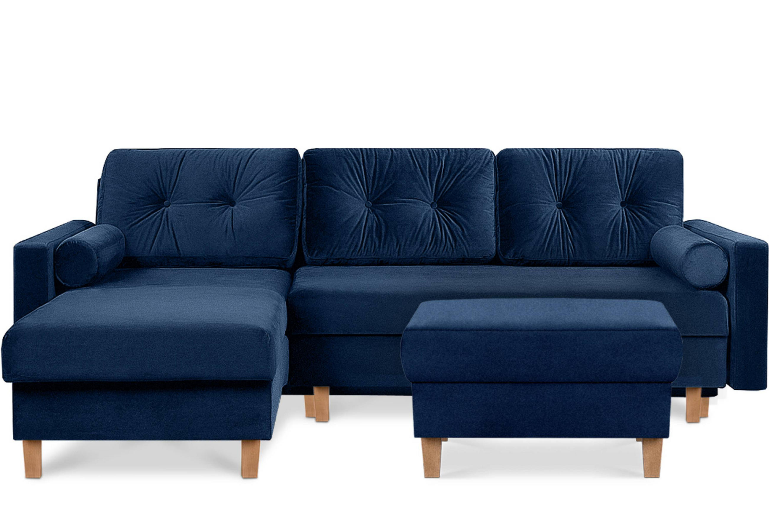 SITZHOCKER ERISO Polsterhocker aufklappbarer, Velour-Stoff, marineblau - Blau/Braun, Textil (71/43/71cm) - KONSIMO®