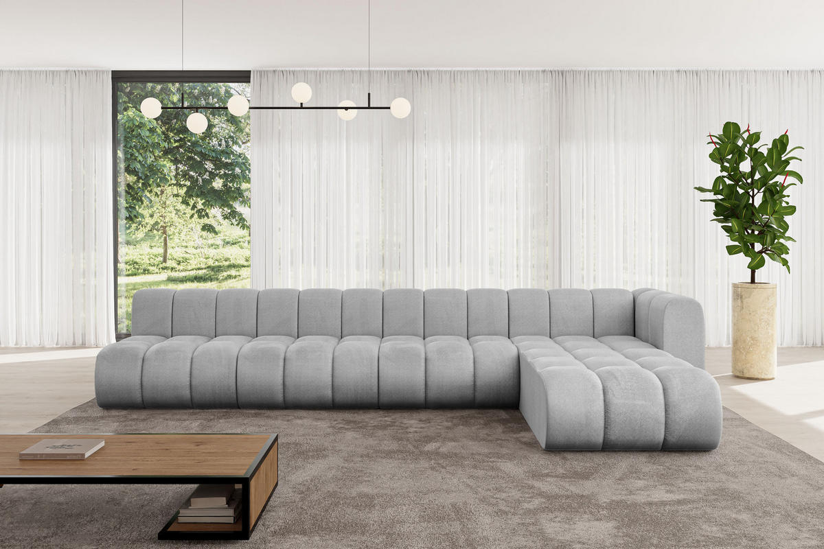 ECKSOFA modulares Sofa Darnel-L3 - 387x177x70 cm Grau - Hellgrau, Holzwerkstoff/Textil (387/177cm) - ALTDECOR