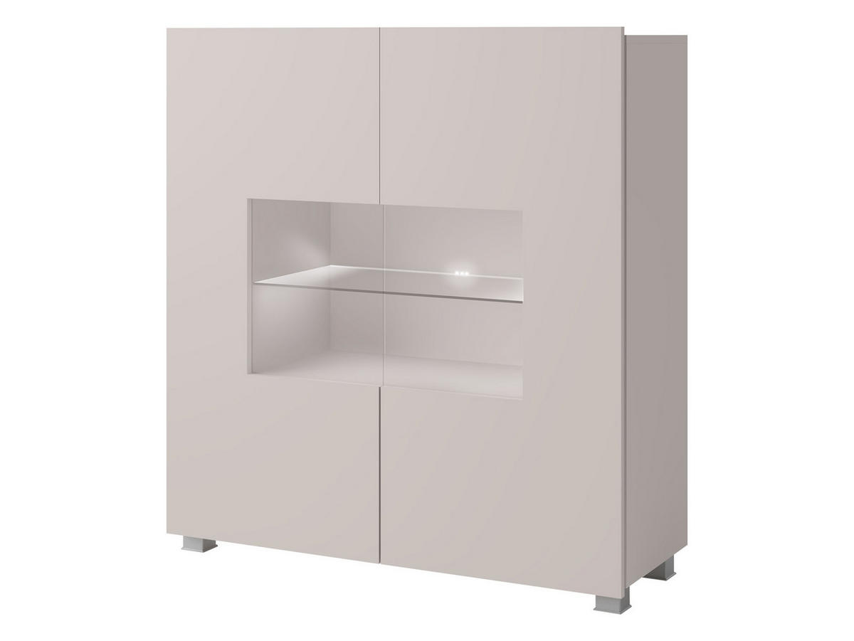 KOMMODE Calabrini 01 mit weißer LED Beleuchtung - Kaschmir, Holzwerkstoff (100/107/35cm) - MIRJAN24