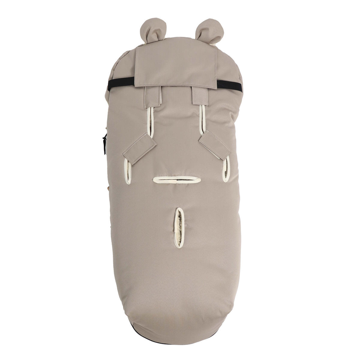 KINDERWAGENFUSSSACK XL EARS WOOL, angora - Hellgrau, Naturmaterialien (43/93cm) - Kaiserbaby