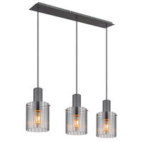 PENDELLEUCHTE Metall/Glas Grau, 3-flammig - Grau, Glas (98/18/120cm) - Globo Lighting