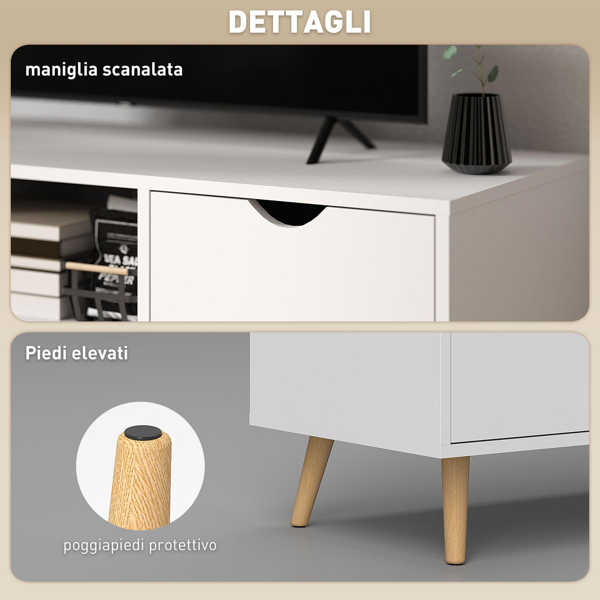 TV-MÖBEL Weiß 1 Stück - Weiß, Holzwerkstoff (110/50/40cm) - GiPP