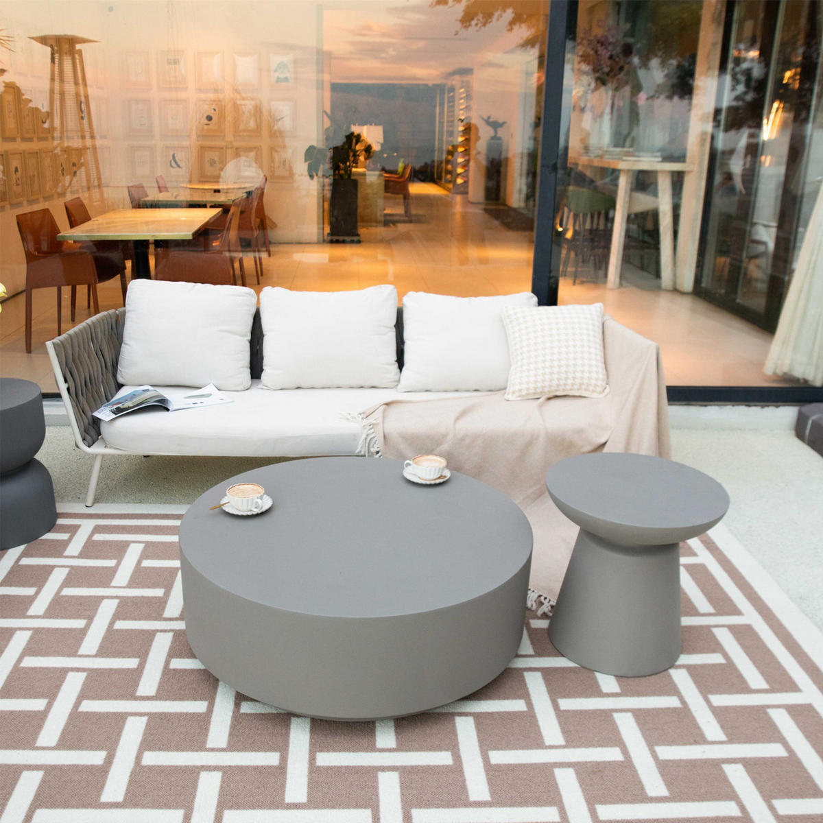 COUCHTISCH ROME Groß aus Beton 101 x 101 x 36 cm - Grau, Naturmaterialien (101/101/36cm) - Elementi