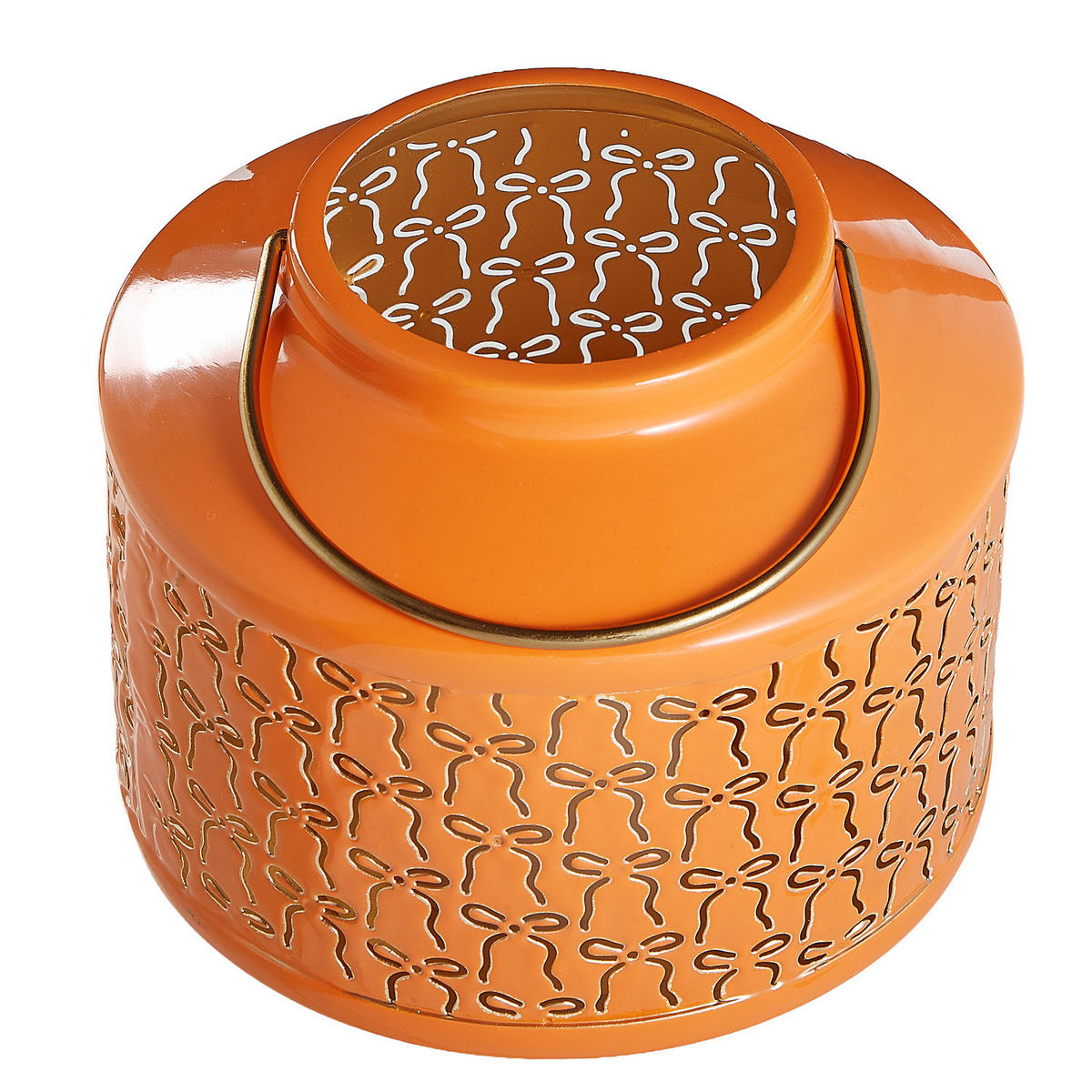 LATERNE Present Schleifen - Orange, Metall (18/17/10cm) - Butlers