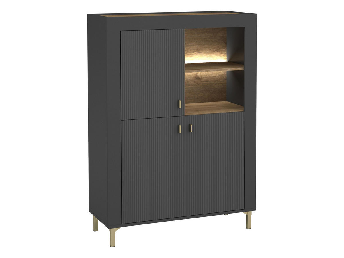 HIGHBOARD Mossa 3D MO05 mit LED Beleuchtung - Goldfarben/Schwarz, Holzwerkstoff/Kunststoff (97/136/40cm) - MIRJAN24