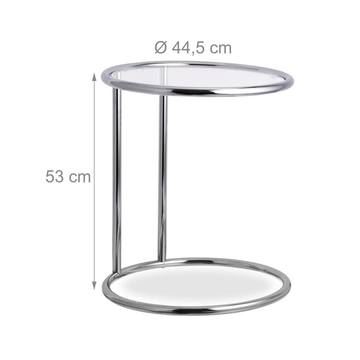 BEISTELLTISCH - Silberfarben, Glas/Kunststoff (44.5/44.5/53cm) - Relaxdays