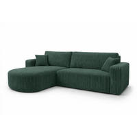 ECKSOFA Mit Schlaffunktion, Cordstoff Tilia, Grün, Links, ROUND ONE XL - Grün, Holz (271/175cm) - Kaiser Möbel