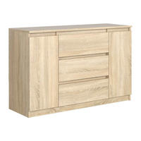KOMMODE NUDO 120/78,5/39cm mit 3 Schubladen 2 Türen Sonoma Eiche - Sonoma Eiche, Holzwerkstoff (120/78.5/39cm) - MASSENO