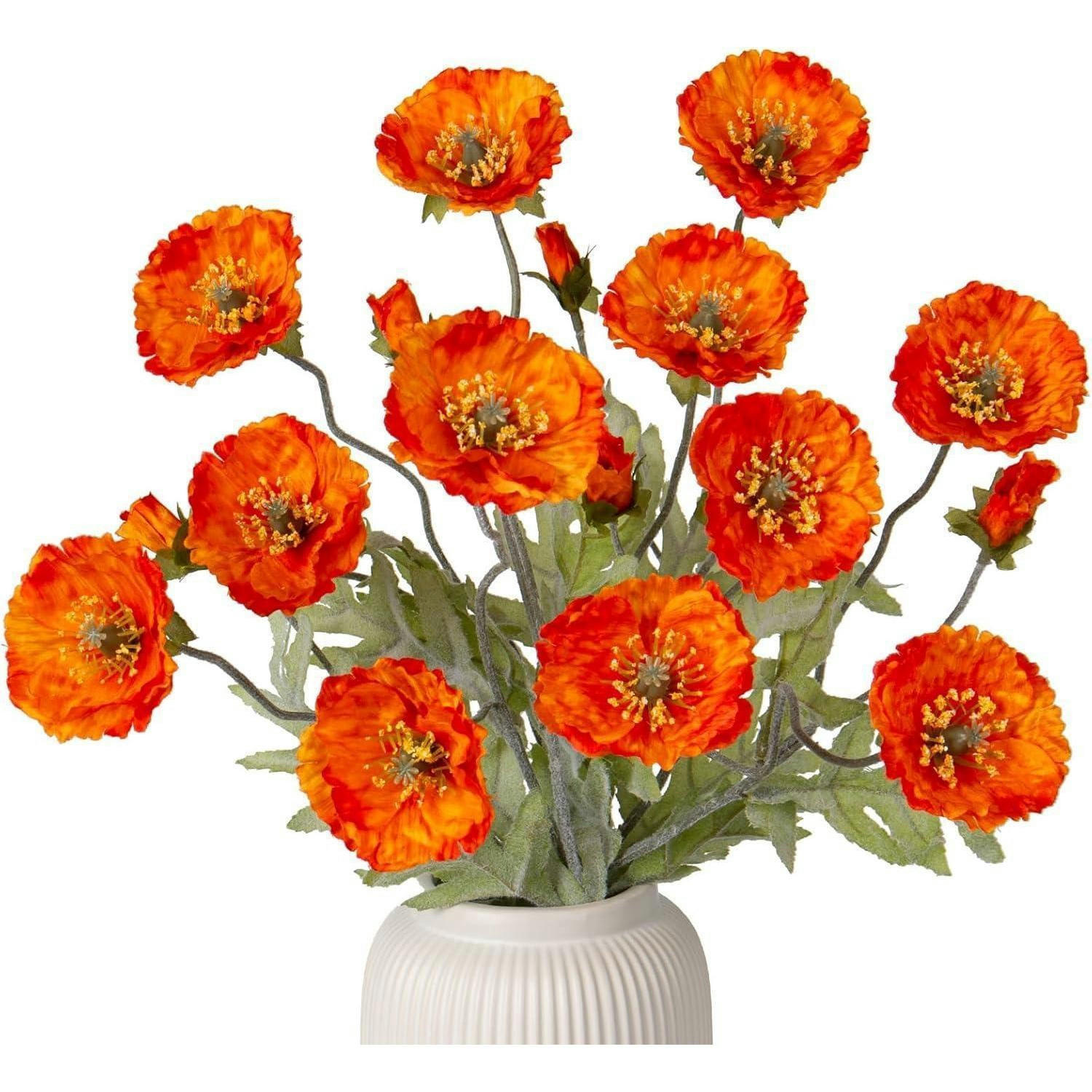 KUNSTBLUMEN 3er Set Mohnblume Orange 70 cm - Orange, Textil (70cm)