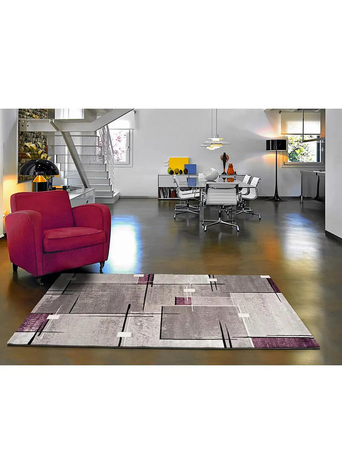 WEBTEPPICH Flieder / Grau Detroit 200/290 cm - Flieder/Grau, Naturmaterialien/Textil (200/290cm) - Atticgo