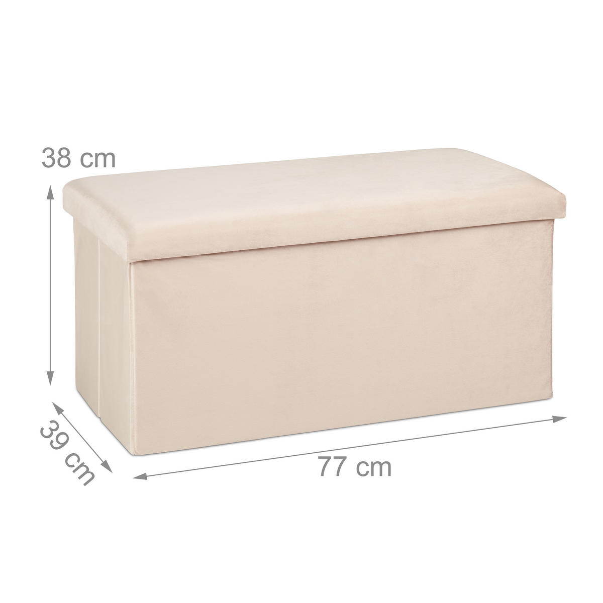 SITZBANK - Creme, Holzwerkstoff/Textil (77/38/39cm) - Relaxdays