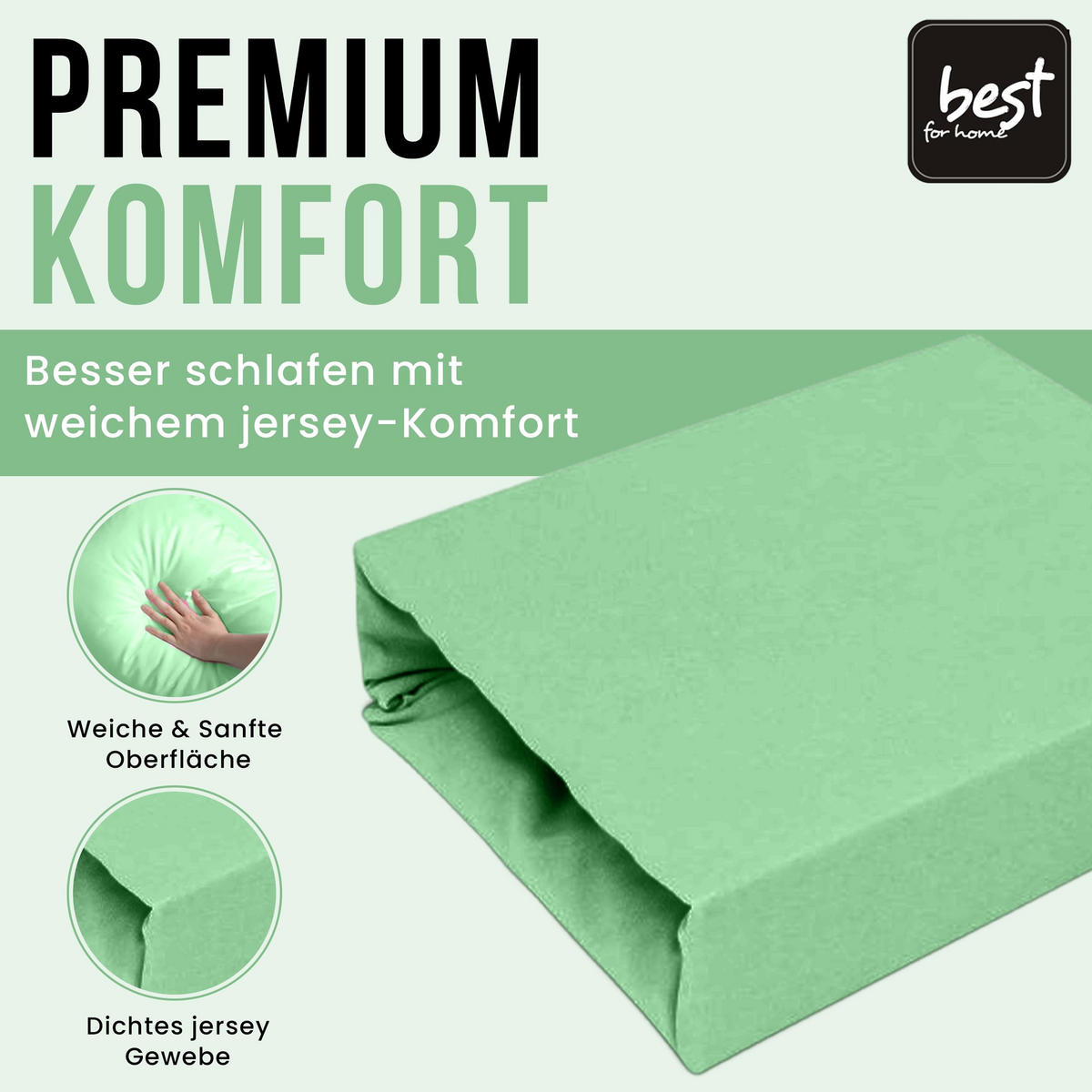 SPANNBETTLAKEN 90/160 cm, Jersey Elastisch 100 % Baumwolle Erbsengrün - Hellgrün, Textil (90/160cm) - Best For Home