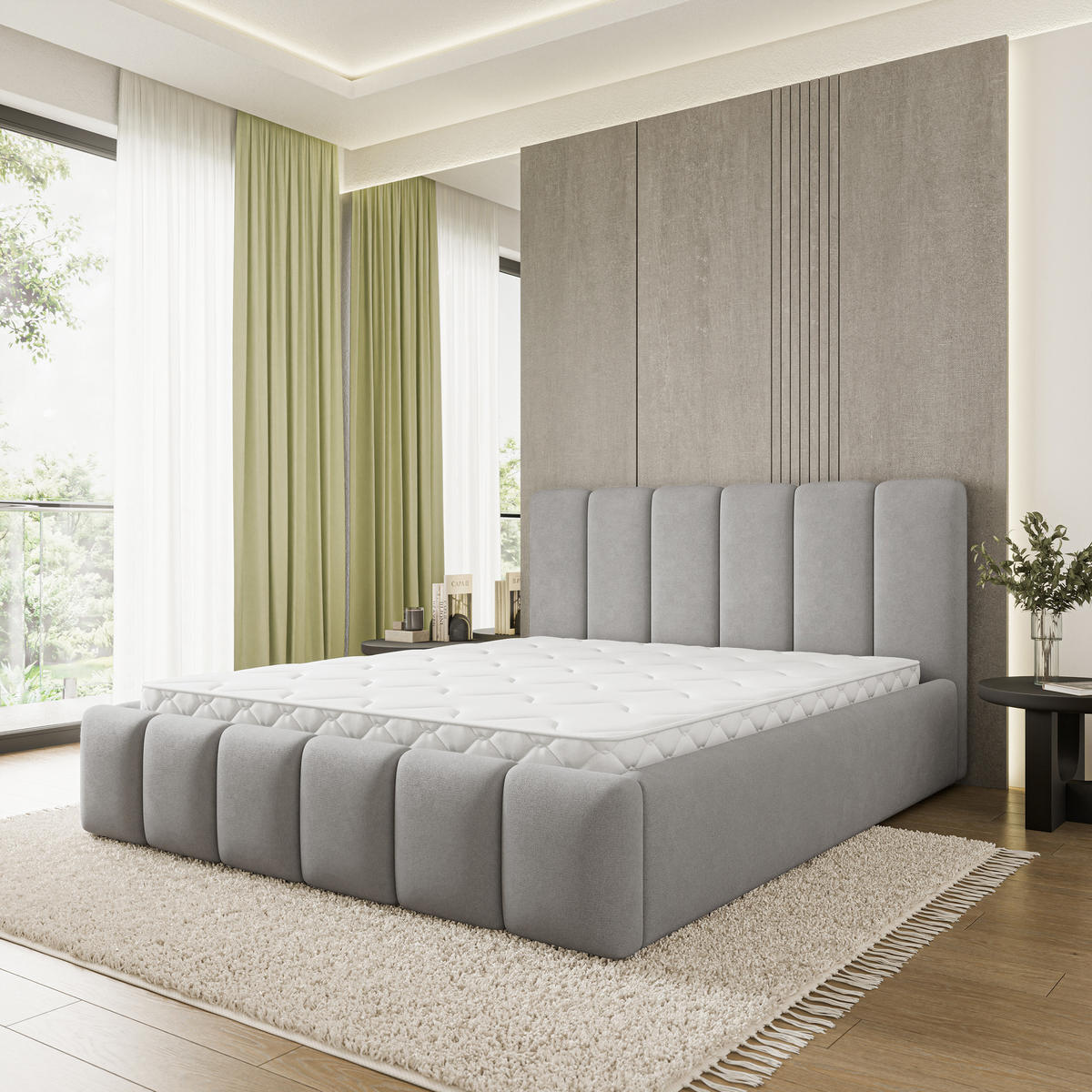POLSTERBETT ATTORA SR 120x200 cm mit Bettkästen - Grau - Grau, Holz (120/200cm) - MASSENO