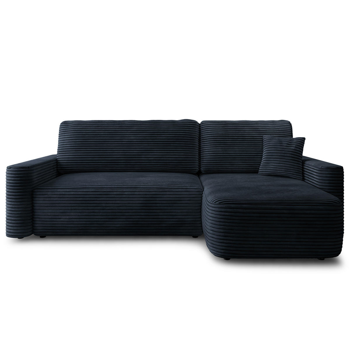 ECKSOFA NERI T Schwarz Kordstoff mit Schlaffunktion - Schwarz, Holzwerkstoff/Textil (280/157cm) - MASSENO