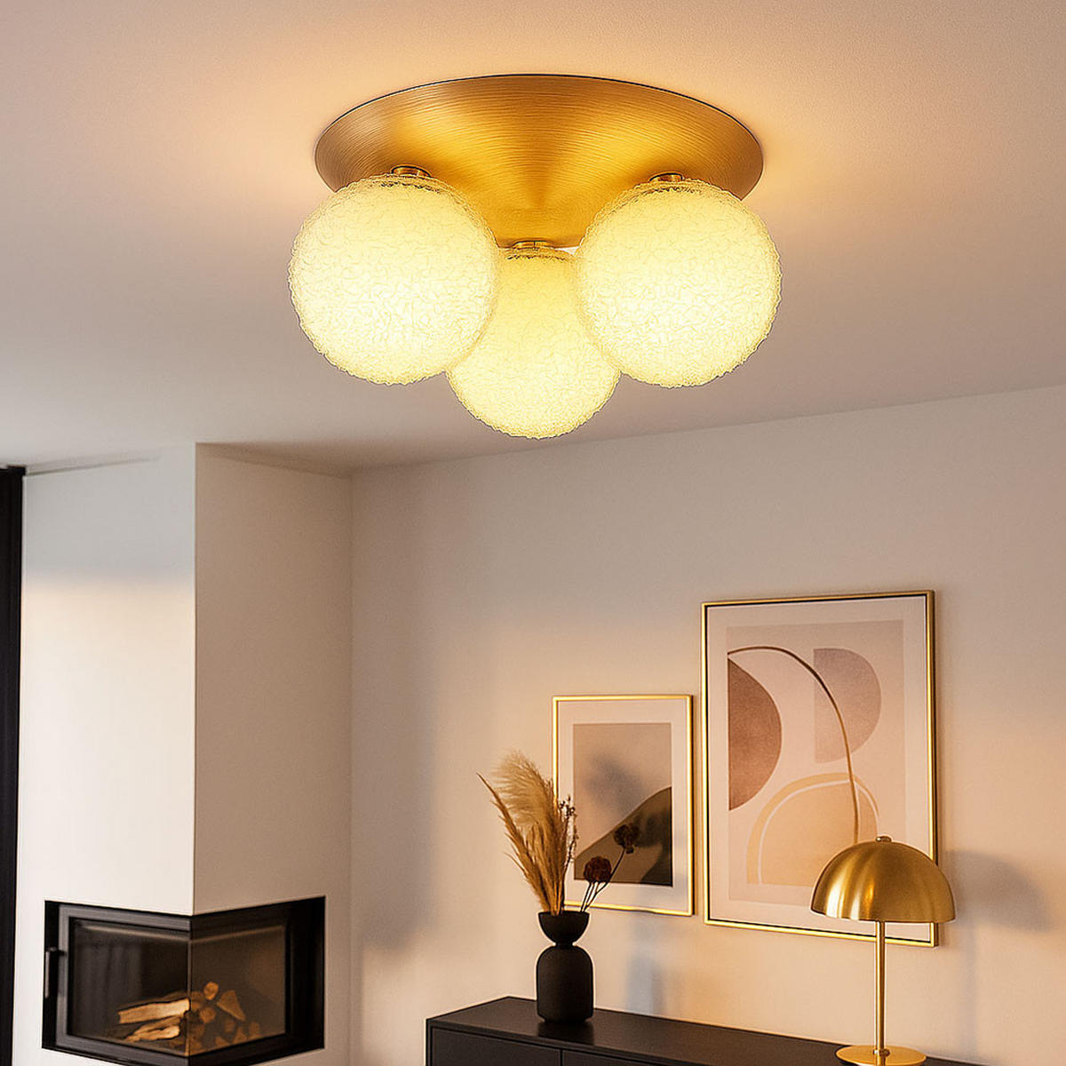 LED DECKENLEUCHTE Prince Silber Aluminium - Silberfarben, Glas (32/32/16.5cm) - Globo Lighting