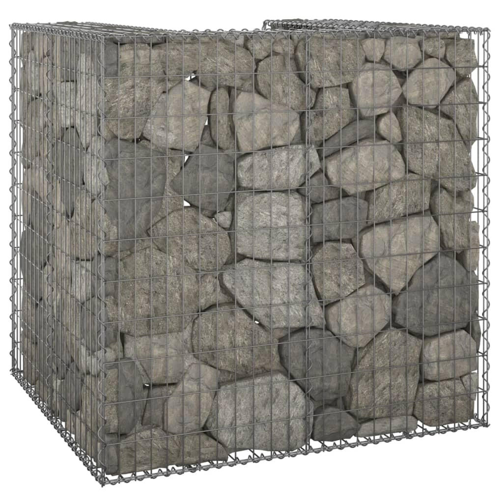 1ER Gabionen Mülltonnenbox ESOL | 110x110x100cm| Mülltonnenverkleidung für 1 Tonne - Silberfarben, Metall (110/110/100cm) - DELUKE